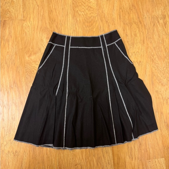 Mark Shale Dresses & Skirts - Elegant Black A-Line Skirt with White Stitching